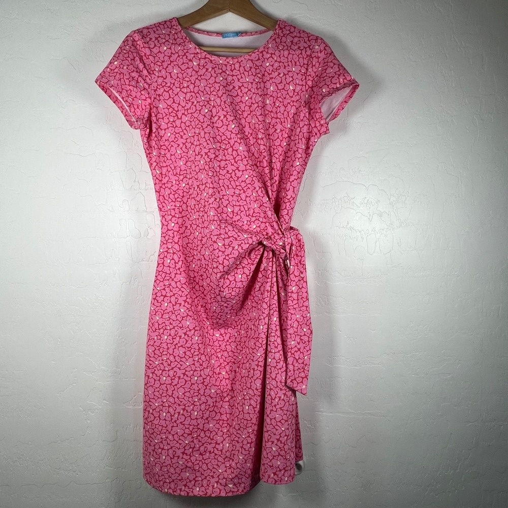J.McLaughlin Pink Floral Side Tie Knot Sheath Dress Short Sleeve Size M